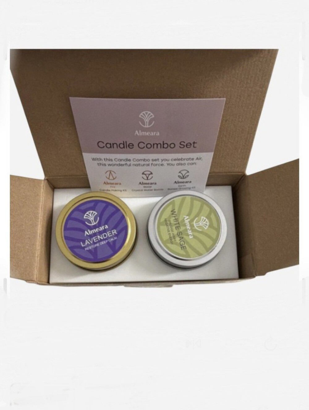 Almeara Space Cleansing Kit Soy Wax Candle Combo Lavender & White Sage